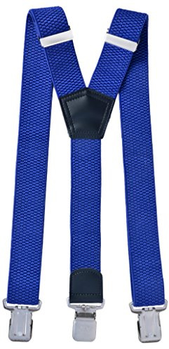 MIOBO Tirantes para hombre anchos. extra fuertes, 4 cm, con tres o cuatro clips, en forma de X o de Y, largos, para hombre y mujer, para pantalones, muchos colores Y königsblau Talla única