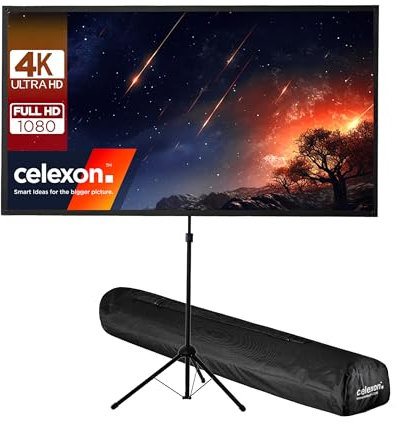celexon Treppiede portatile, leggero e portatile, con asta telescopica regolabile in altezza, ultra leggero, 199 x 112 cm, 16:9-90