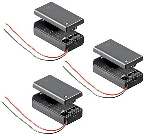 PerfectHD Batteriehalter - 1 x 9V - mit EIN- und Ausschalter - 3 Stück in einem Set - schwarz