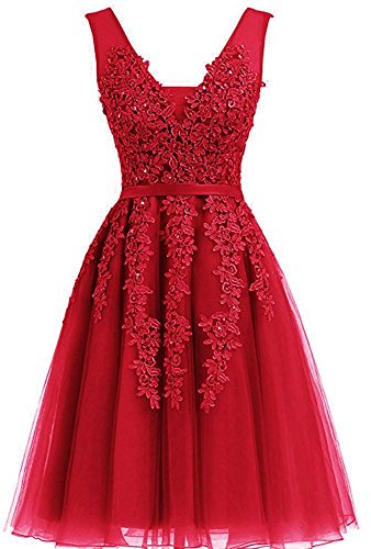 Annadress Women's Net Bridesmaid Dresss Evening Cocktail Gowns, Burgundy, 12