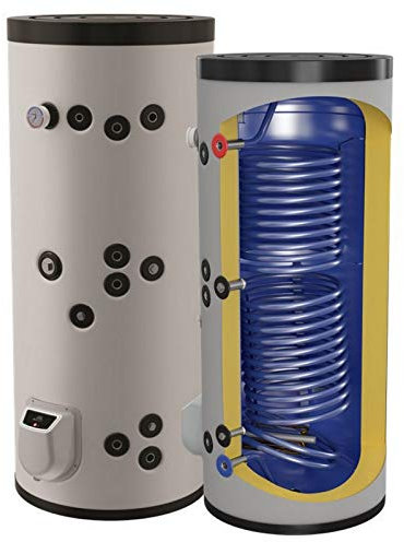 Kombinierter Warmwasserspeicher mit 2 Wärmetauschern - Standspeicher Boiler Kombispeicher Elektrospeicher - in der Größe 150 L Liter und 3 kW Elektroheizstab