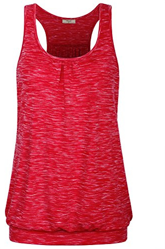 Miusey Zumba Clothes for Women,Ladies Exercise Training Tank Tops Unique Yoga Gym Running Sports Muscle Fitness T-Shirts Great Football Match Activewear (Small, Space Dye Red -2)