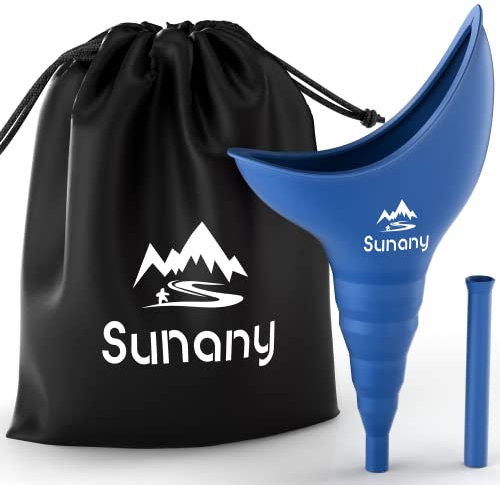 Sunany Portable Urinal Female Urinal Silicone Funnel for Women Standing Up to Pee Urinal, Reusable Urinal, Suitable for Outdoor, Activity, Camping, Traveling (Blue)