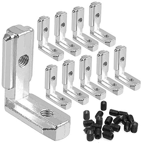 WJMY Aluprofil Winkel 90° L Profil Aluminium 3030 Nut 8, 36x30mm, 10 Stück | Zinklegierung, Eckwinkel, Klammern Inneneckverbinder, Innenverbindung Winkelwinkel Eckverbinder, mit Schrauben