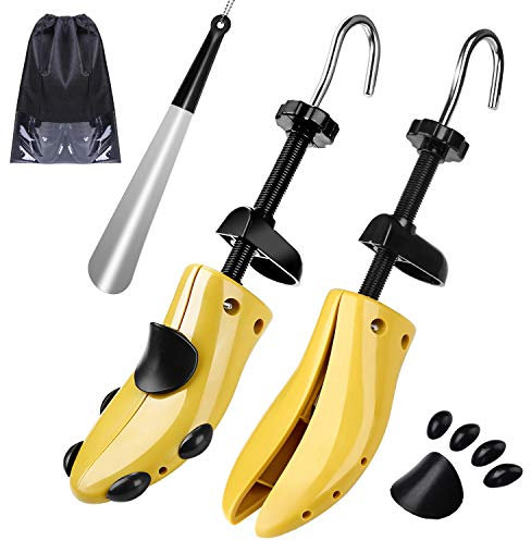 JJDPARTS Schuhspanner Herren und Damen, 4-Wege Schuhdehner, Schuhweiter für Einstellbare Länge und Breite mit Schuhlöffel (for Men's Size EU 42-45.5, Yellow)