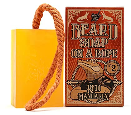HEY JOE! - Beard Soap on Rope Nº 2 Red Mandarin | Jabon para Barba en Pastilla con Fragancia de Mandarina - Barra de Jabón 150 ml