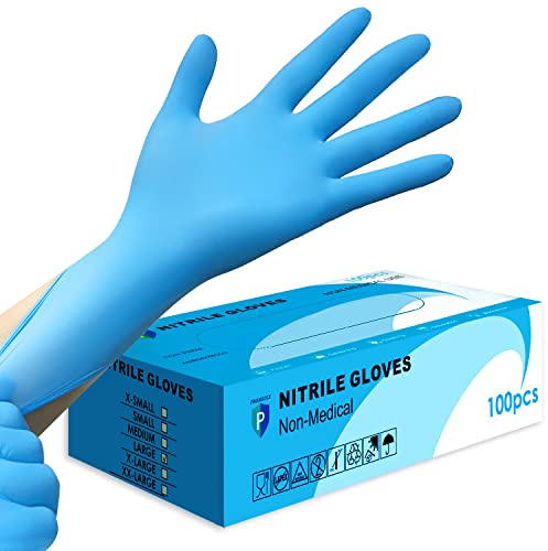 PROMEDIX P Nitrile Disposable Gloves,4mil-100 Count,Gloves Disposable Latex Free,Powder Free for Cooking,Household,Food safe