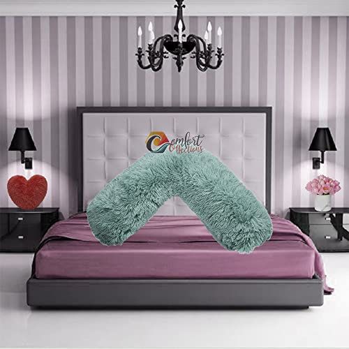 V Shaped Teddy Cuddles V Pillow Case Soft Back Neck Nursing Pregnancy Support Warm Cosy Pillowcase COLOUR: DUCK EGG