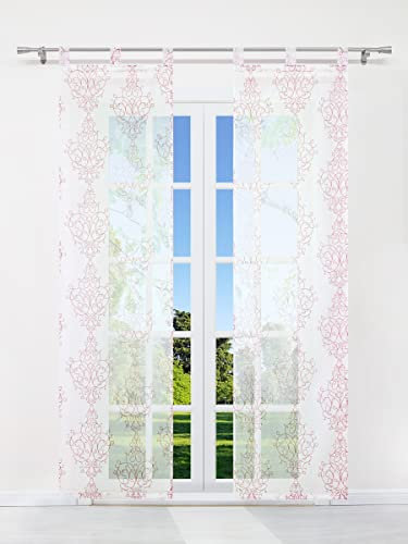 CORLIF 2er Schiebegardinen Ausbrenner Modern Flächenvorhänge mit Schlaufen Transparente Fensterstores Dekoschals inkl. Beschwerungsstäben Rot BxH 57x225cm 2 Stück