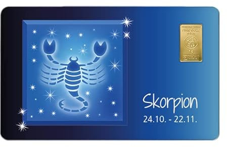 Geschenkkarte Skorpion mit 1g Gold Fg. 999,9
