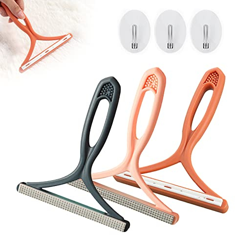 ProsXinty 3Piezas Removedor De Pelusa Afeitadora para Ropa Lint Remover Quitapelusa Manual con 3 Ganchos, para la restauración del Abrigo y Las Telas de Cachemira,Alfombra(Mango ensanchado) YXQMQ-078