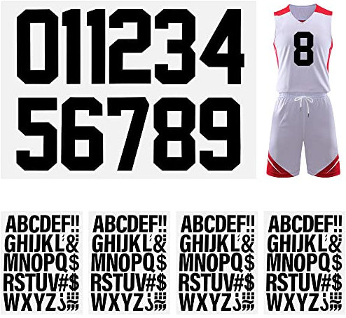Pilikoll 147 PCS Iron on Letters Iron On Numbers, Waterproof Heat Transfer 8 Inch IronOn Numbers & 2 Inch ironOn Letters for Clothing Sports T-Shirt Uniform DIY Fabric (Black)