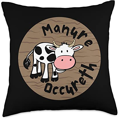 Funny Cow Manure Occureth Adult Humor Funny Saying Throw Pillow