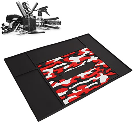 HURRISE Friseurmatten Gummimatte,Rutschfeste Barbershop Pad,Friseur-Arbeitsplatz-Matte,Barber Organizer Matte,Barbershop Station Protector Pads für Haarstyling-Werkzeuge,Friseursalon-Werkzeuge