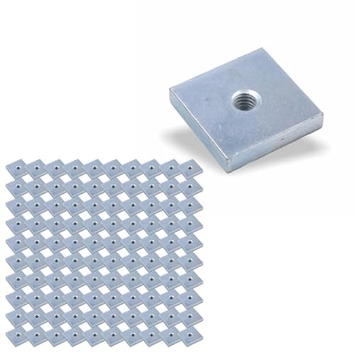 Nutenstein | Gewindeplatte 20x20x4 mm M5 Gewinde mittig | Stahl galvanisch verzinkt (100 Stück)