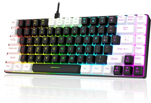 Bewinner Tastiera Meccanica Cablata a 84 Tasti, Tastiera da Gioco Retroilluminata RGB, Tastiera Cablata Silenziosa Ergonomicamente Curva, Tastiera Portatile, Tastiera Meccanica (Nero)