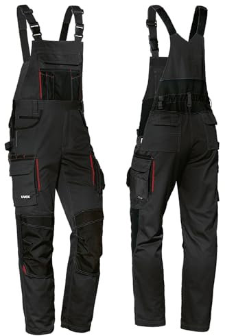 Uvex Tune-up Männer-Cargohose - Latz-Bundhose für die Arbeit - Schwarz/Active red - 54