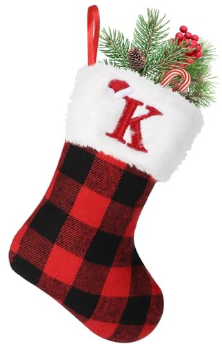 YuuFcy Weihnachtsstrumpf Personalisiert Nikolausstrumpf 22 cm Christmas Stockings Weihnachtsbaum Kamin hängende Ornamente Geschenkhalter Weihnachtsdekorationen für Weihnachtsbaum und Heim (K)