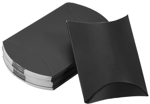 M METERXITY 100 Pezzi Scatole a Cuscino - Decorazione Scatola Regalo Matrimonio Dolci Cioccolato, Adatto per Matrimoni/Feste/Natale (4.5x2.8, Nero)