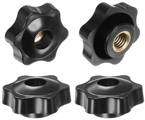 QUARKZMAN 4 Stück Sterngriffmutter M10 Flügelmuttern mit Gewinde, Rändelmutter Handgriff Durchgangsloch Klemmmutter 38mm Spannknopf für Maschinen Anlagen Fitnessgeräte, Schwarz