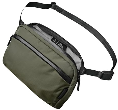 ALPAKA Flight Sling 2L- Crossbody Sling Bag For Men Travel Lightweight,Portable, Packable, with Quick Release Shoulder Strap and Magnetic Buckle - Integrated Key Leash - WeatherProof,Green Axoflux 210