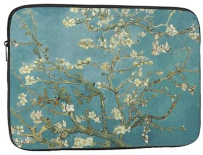 Housse imprimée de floraison d'amande pour ordinateur portable de 13 pouces, housse de protection pour ordinateur portable en tissu Oxford résistante aux chocs