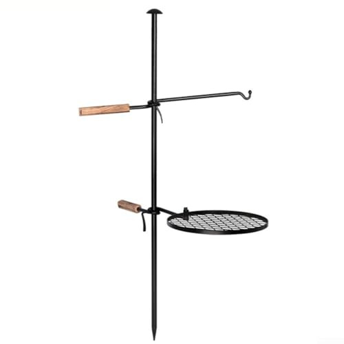 EasyByMall Schwenkbarer Lagerfeuer-Grill, tragbarer Schwenkbarer Lagerfeuer-Grill, robuster Rost, für offenes Feuer, Kochen, Camping und Picknick im Freien