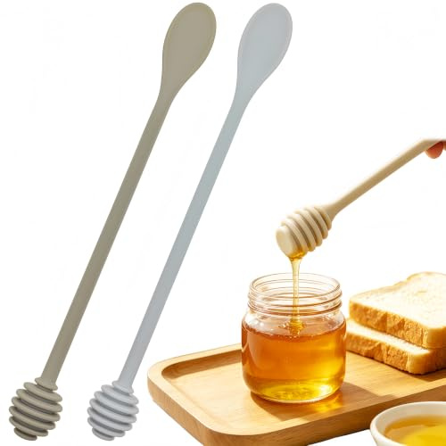 2 PACK Syrup Dipper Honey Dipper Stick Silicone, Long Handle Syrup Dipper Stick, Honey Mixing Stirrer Spoon, Honey Wand for Honey Jar Dispense Drizzle Honey, and Wedding Party Favors Gift