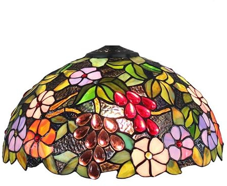 FUIBEJAE 16 Zoll Tiffany Lampenschirm Ersatz, Trauben Buntglas Lampenschirm nur für Tischlampen Floor Lampe Deckenleuchte Hängeleuchte