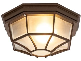 Qazqa Landhaus außen Deckenleuchte, Deckenlampe für den Garten - Bri - Rostbraun, Landhausstil, max. 100W, Geeignet für LED, 26.5cm, IP44, R