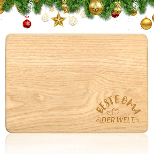 Belillpipi Geschenke für Oma Geburtstag Frühstücksbrettchen Holz mit Gravur 'Beste Oma der Welt' Brotbretter als Geschenke für Frauen Geburtstagsgeschenke Weihnachts Muttertagsgeschenke für Beste Oma