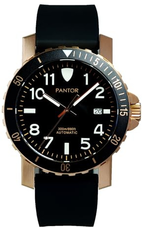 Pantor Taucheruhren für Herren, 300 m, Automatikuhren mit Gummiband, Stahl-Taucheruhr, Conch