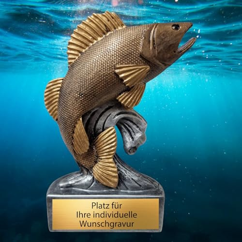 eberin · XS Fisch Pokal – Perfekte Auszeichnung für leidenschaftliche Angler, Angelwettbewerbe, Vereinsfest, Angelurlaub · Motiv: Zander · personalisierbar