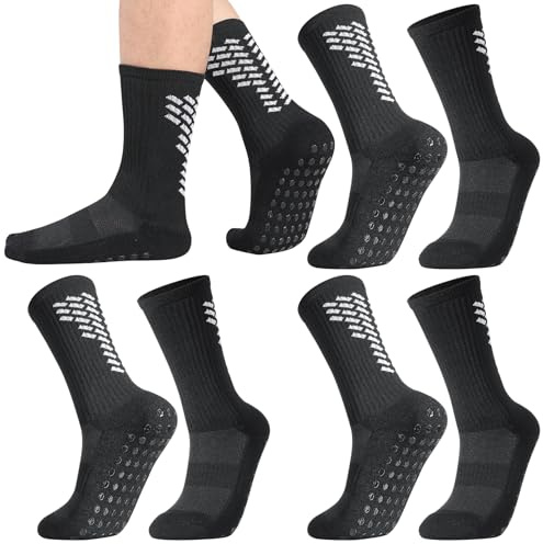 Zuimei 3 Pairs Football Grip Socks for Men Football Socks Anti-slip Sports Socks Breathable Soccer Socks with Rubber Pads for Football Basketball Soccer Volleyball Running, black
