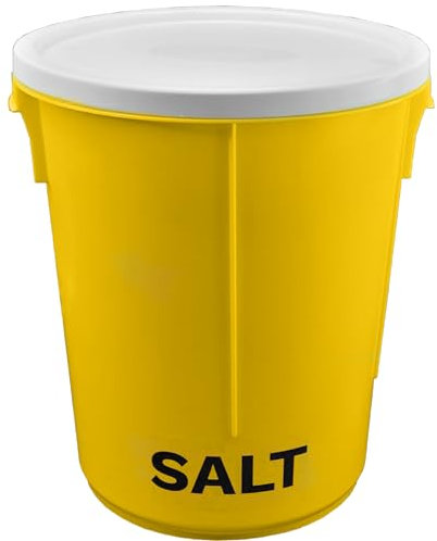 25L Yellow Grit Salt Bin 43cm with Lid for De-Icing Salt or Grit for Driveway, Path and Patio