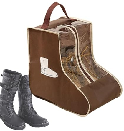 Borsa per stivali – Custodia portatile con manico | protezione antipolvere per bagagliaio, organizer per guardaroba, copriscarpe per proteggere e conservare, marrone, vedi descrizione, Stile corto