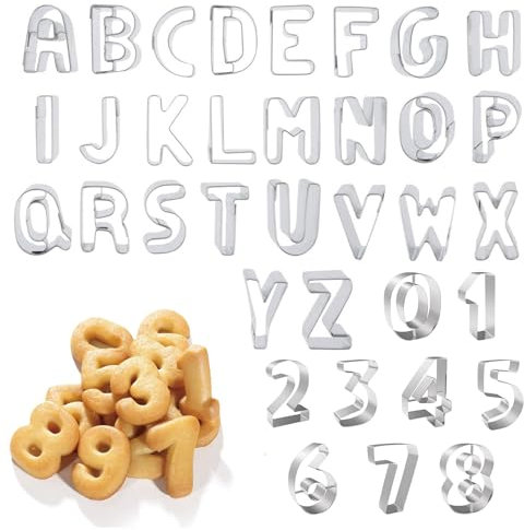 36 Pièces de Coupe-Lettres en Acier Inoxydable, Emporte-Pièces Lettres Et Chiffres,Emporte-Pièces en Acier Inoxydable, Emporte-Pièces Lettres en Métal, pour Découper les Pâtisseries, la Pâte