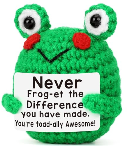 TUBAWD Emotional Support gift, Emotional Support, Emotional Support Crochet Frog Gift Cute Handwoven Ornaments Emotional Support Crochet Pickled Frog Knitting Doll for Christmas Ornament Gift