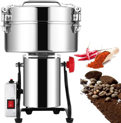 Electric Grain Mill Grinder Flour, Stainless Steel Corn Pulverizer Grinding Machine Commercial for Kitchen Herb Spice Pepper Coffee(4500g)