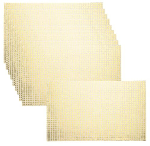 QUARKZMAN 10pcs Sottopiati Specchiati Lucidi, 11.8 x 17.7 Champagne Gold Retro Quadrati Sottopiati Brillanti per Tavola da Pranzo Decorazione Tavolo Disco per Feste di Compleanno Addio