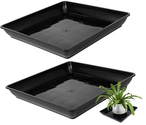 Toyvian Soucoupe Carrée Noire pour Pot de Fleurs 2 Pcs en PP