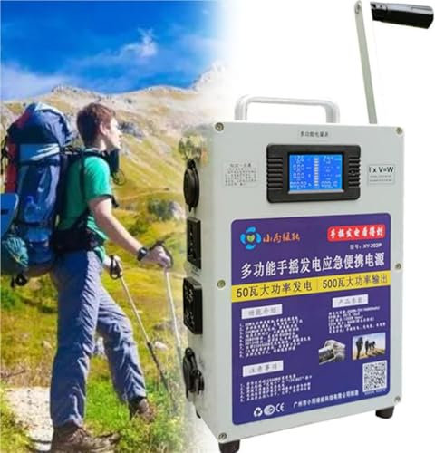 Lbxlhr Generatore Portatile A Manovella, Piccolo Generatore Esterno da 500 W, Alimentatore di Emergenza con Presa USB AC 220V 46800 mAh Ricarica per Telefoni Portatili, per Campeggio All'aperto