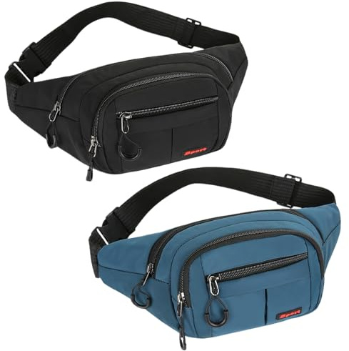 2 Wasserdicht Bauchtasche Damen Herren, Sport Gürteltasche mit Verstellbarem Gurt, Hüfttasche Outdoor Laufgürtel, Geldgürtel, Multifunktionale Brusttasche für Reisen Running Festival (Set B)