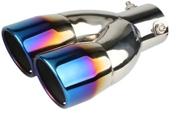 Exhaust Tip Universal Carbon Fiber Part Rear Tail Throat ​Exhaust Silencer Car Muffler Exhaust Tip Tail Pipe Stainless Steel Tail Pipe(Burnt Blue straight)