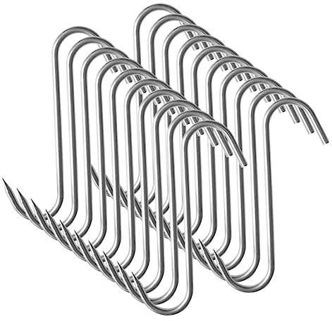 OFFSCH 20 Pcs Curved Meat Hooks Stainless Steel Sage Hooks for Hanging Bacon Sausage Ham Chicken and Dried Fish for BBQ Smoking and Meat Processing