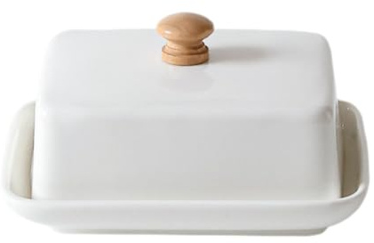 MotiveTech Mantequera de Cerámica con Tapa Hermética para Guardar en, Blanco, tal como se describe