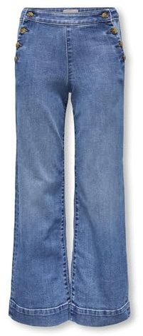 Only Jeans da Ragazza a Gamba Larga KOGMADISON Vita Alta Ampio Taglio Gamba Jeans, Media Blu Denim, 14 Anni