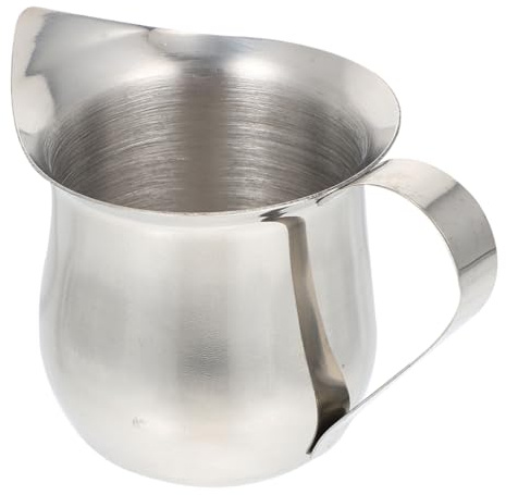 HONITANO Jarra de Leche de Acero Inoxidable para Cappuccino y Espresso Versátil para Jarabes Miel y Salsas y Fácil de Limpiar para Lavavajillas