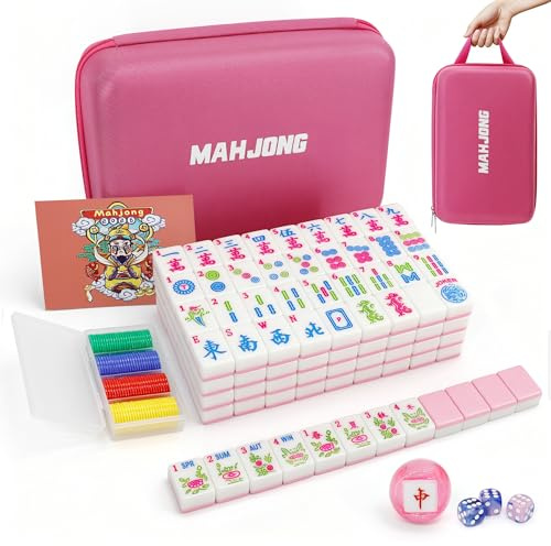 American Mahjong Tile Set,1.2-Inch 166 Portable Travel mah jongg sets game | Melamine Green Mahjong Complete Christmas Gift for Family Multiplayer Games, Mahjong Set for Adults & Beginners (No Rack)