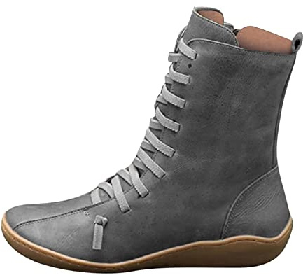 2026 Bottines rétro pour femme - Bottes décontractées pour femme, gris, 37 EU